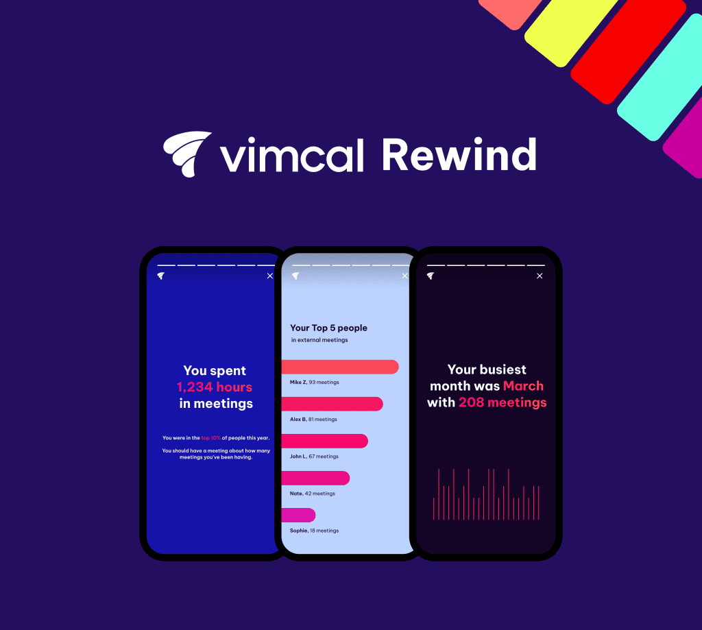 Vimcal Rewind overview.
