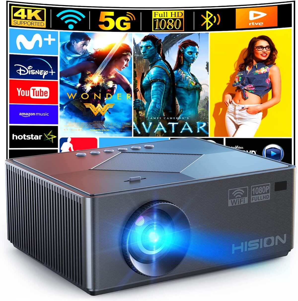 HISION 5G WiFi Bluetooth Projector