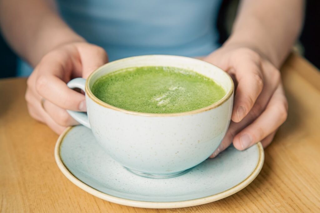 A cup of hot matcha.