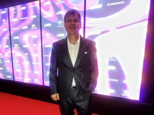 Press agent Roger Darnell at this year's AICP Show, The Art & Technique of the Commercial, at New York City's Museum of Modern Art.