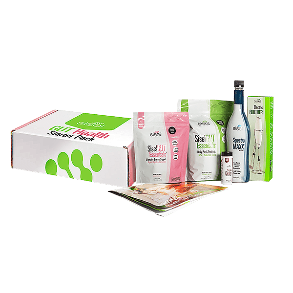 A premium selection of Sisel International wellness products, including SpectraMAXX, and an electric frother, beautifully arranged in the Sisel Gut Health Starter Pack. This science-driven supplement kit is designed to support digestive health and overall well-being, offering a lucrative business opportunity for entrepreneurs in the wellness industry.